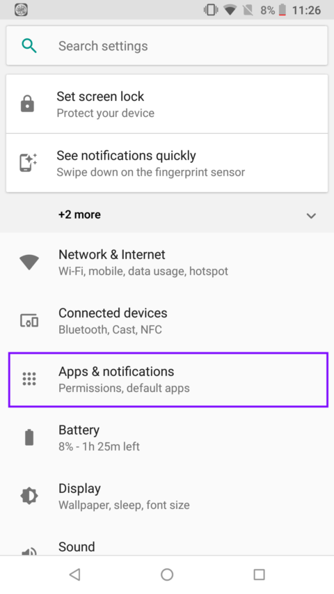 Google Nexus settings step 1