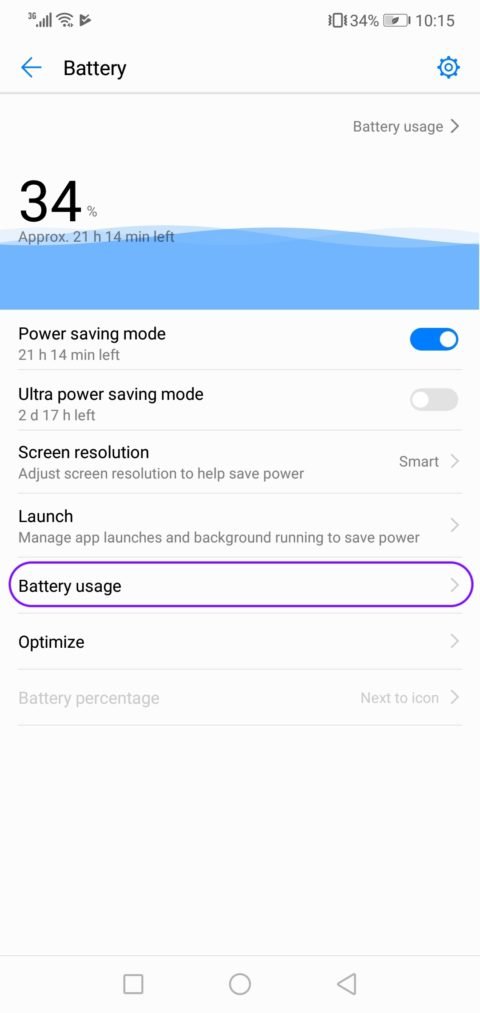 Huawei battery usage step 2