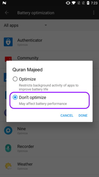 OnePlus don’t optimize guide step 4